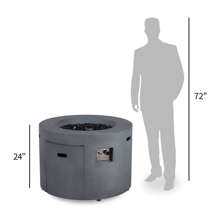Flame Havens Refuge 36" Round Propane Fire Pit, 24" Tall, Tank Drawer