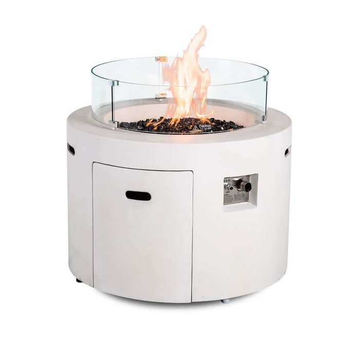 Flame Havens Refuge 36" Round Propane Fire Pit, 24" Tall, Tank Drawer