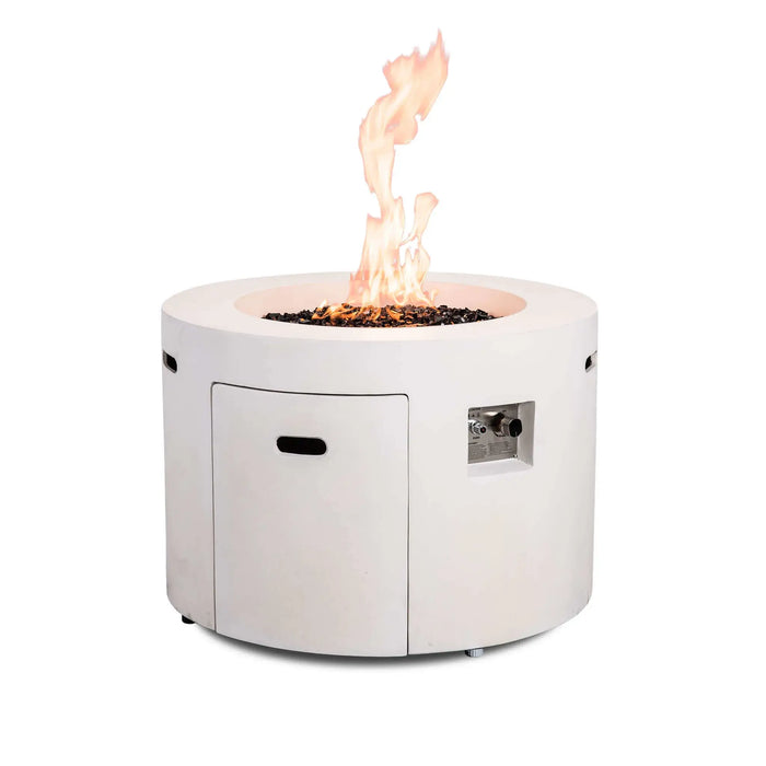 Flame Havens Refuge 36" Round Propane Fire Pit, 24" Tall, Tank Drawer