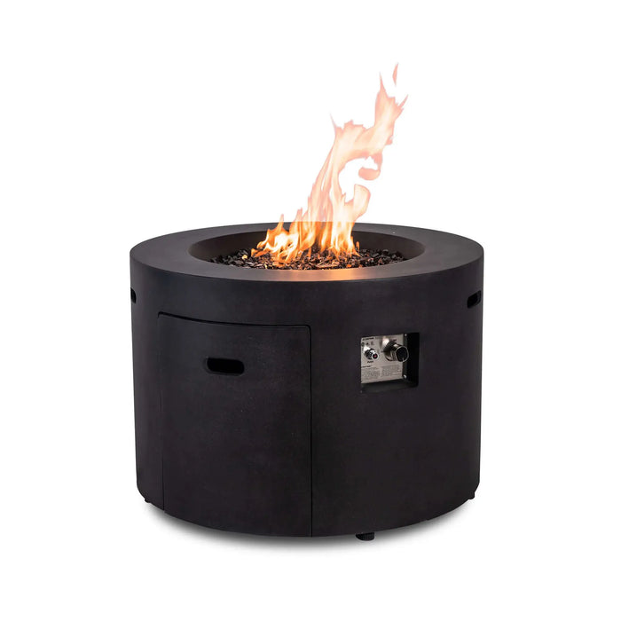 Flame Havens Refuge 36" Round Propane Fire Pit, 24" Tall, Tank Drawer
