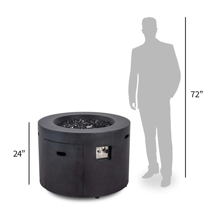 Flame Havens Refuge 36" Round Propane Fire Pit, 24" Tall, Tank Drawer
