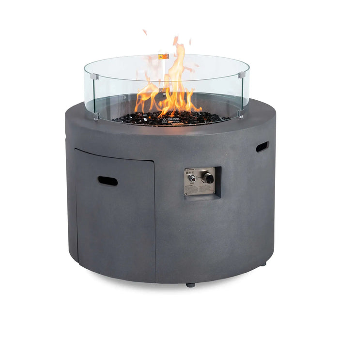 Flame Havens Refuge 36" Round Propane Fire Pit, 24" Tall, Tank Drawer