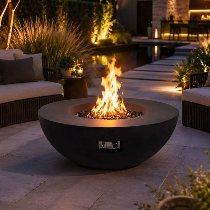 Flame Havens Refuge 43" Round Natural Gas Fire Pit, 15" Low Profile
