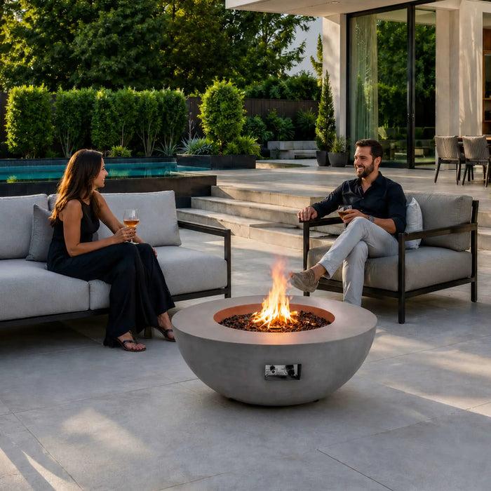 Flame Havens Refuge 43" Round Natural Gas Fire Pit, 15" Low Profile