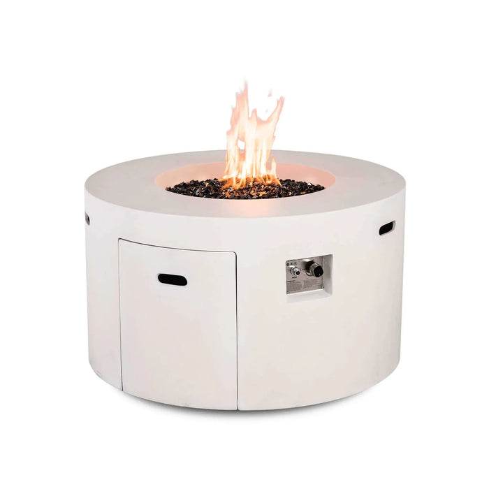 Flame Havens Refuge 43" Round Propane Fire Pit, 24" Tall, Tank Drawer