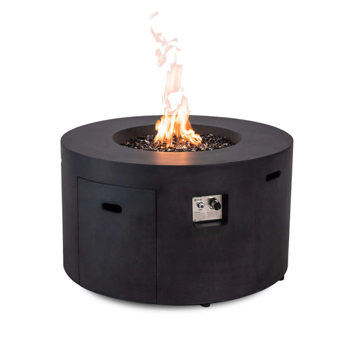 Flame Havens Refuge 43" Round Propane Fire Pit, 24" Tall, Tank Drawer