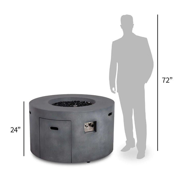 Flame Havens Refuge 43" Round Propane Fire Pit, 24" Tall, Tank Drawer