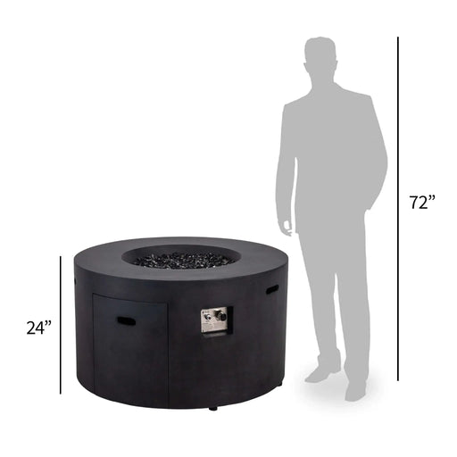 Flame Havens Refuge 43" Round Propane Fire Pit, 24" Tall, Tank Drawer