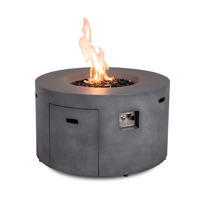 Flame Havens Refuge 43" Round Propane Fire Pit, 24" Tall, Tank Drawer