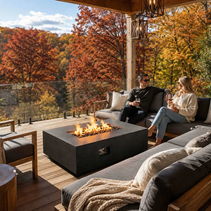 Flame Havens Refuge 56" x 30" Natural Gas Fire Pit, 15" Low Profile