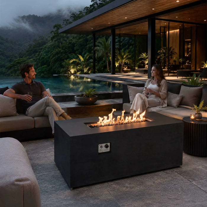 Flame Havens Refuge 56" x 30" Propane Fire Pit, 24" Tall, Tank Drawer