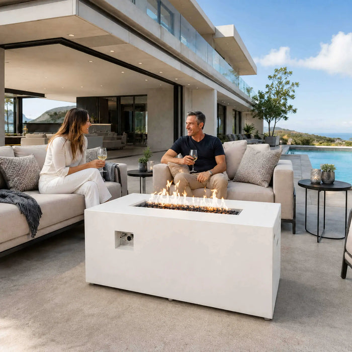 Flame Havens Refuge 56" x 30" Propane Fire Pit, 24" Tall, Tank Drawer