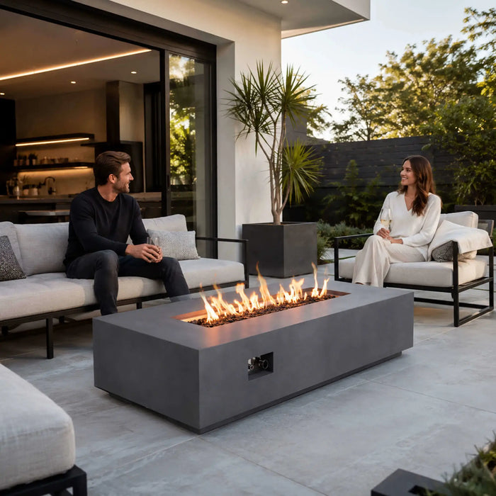 Flame Havens Refuge 68" x 30" Natural Gas Fire Pit, 15" Low Profile