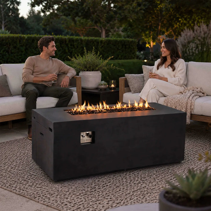 Flame Havens Refuge 68" x 30" Propane Fire Pit, 24" Tall, Tank Drawer