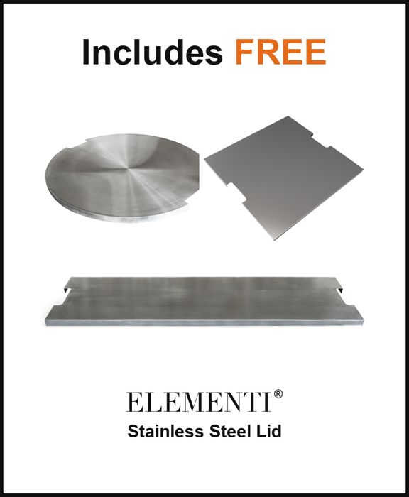 Includes FREE Elementi Stainless Steel Lid - round, square, and rectangular shapes