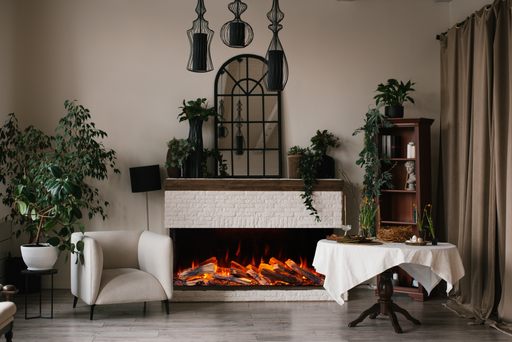 Amantii LumaForest 3-sided electric fireplace with orange flames