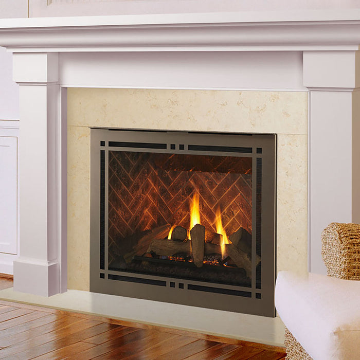 Majestic Meridian Platinum 36 installed with bronze front and marble surround