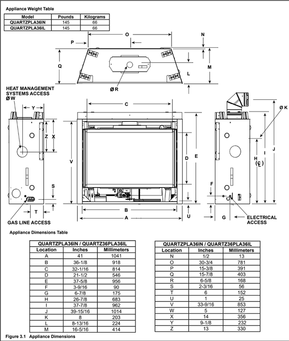 Majestic Quartz 36 Platinum Direct Vent Gas Fireplace