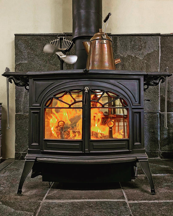 Vermont Castings Defiant wood stove installed in a home