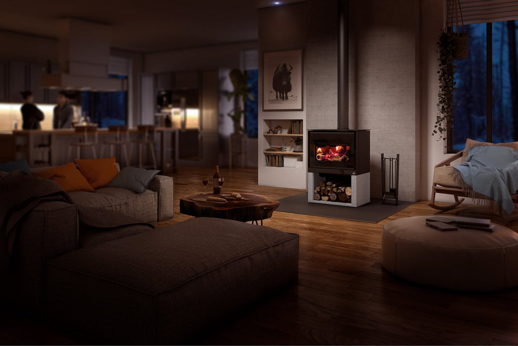 Osburn Inspire 2000 Wood Stove shown with an alternate base kit option