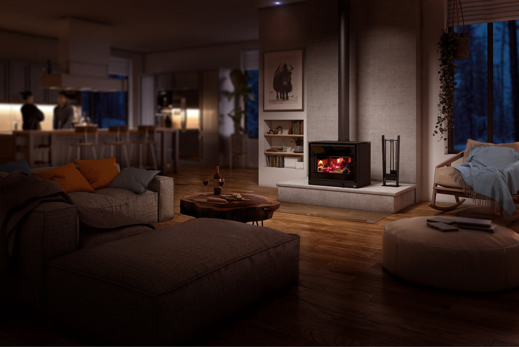 Osburn Inspire 2000 Wood Stove shown with an alternate base kit option