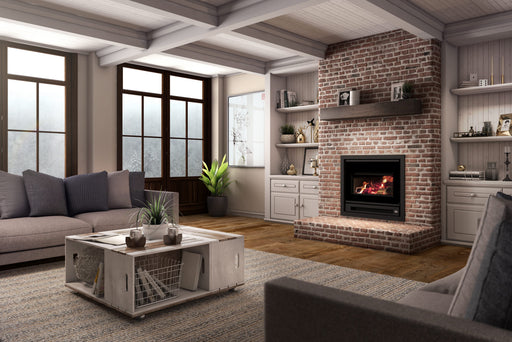Osburn Inspire 2000-I Wood Insert (OB02045) installed in a masonry fireplace
