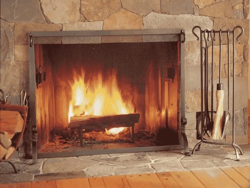 Pilgrim 44 Inch Single Panel Forged Iron Fireplace Screen