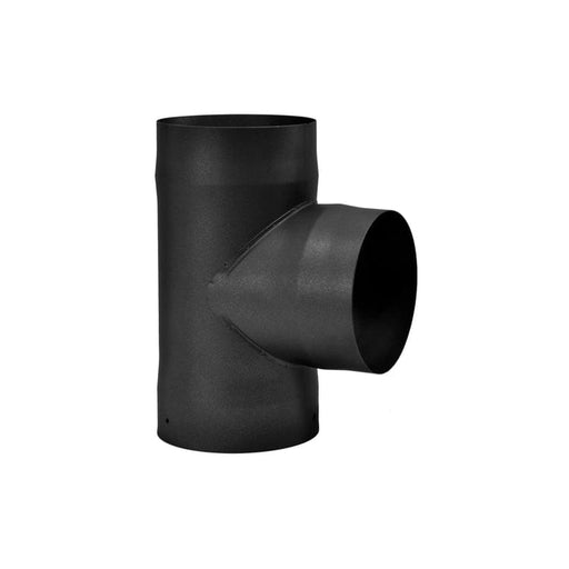 Tee With Cap Single Wall Black Pipe - 7"Ø