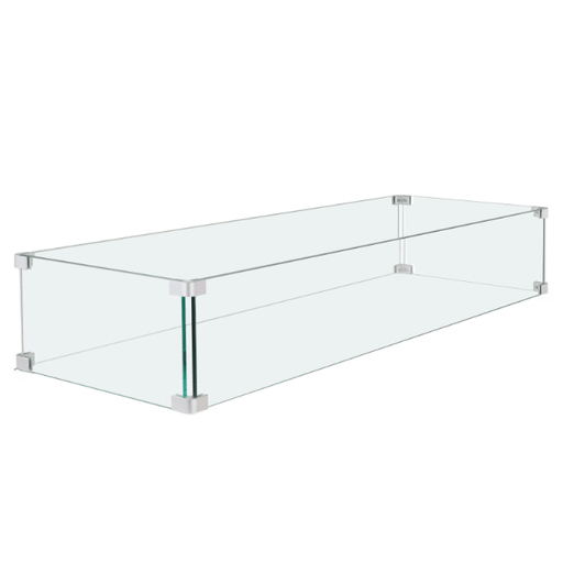 The Outdoor Plus 16" x 72" X 8" Rectangular Glass Wind Guard ¼" - Tempered Glass with Polished Edges