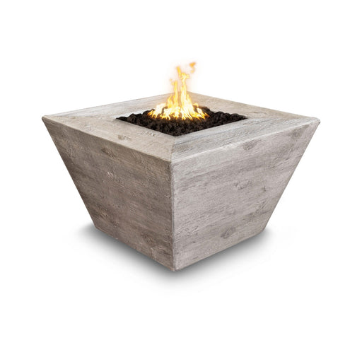 The Outdoor Plus Square Plymouth Wood Grain 48" 24" Tall Gas Fire Pit