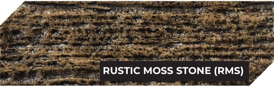 The Outdoor Plus Rustic Moss Stone finish swatch