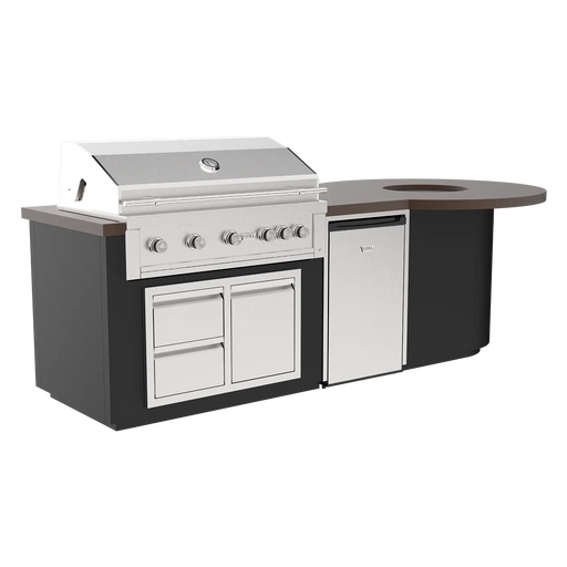 Videl 112" Luxe-I Fire Pit Complete BBQ Island — Powder Coated