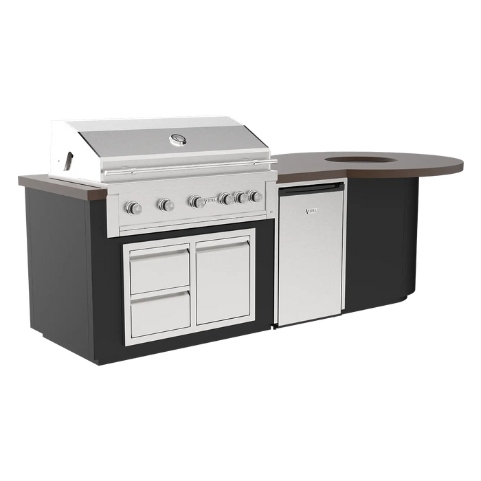 Videl 112" Luxe-I Fire Pit Complete BBQ Island — Powder Coated