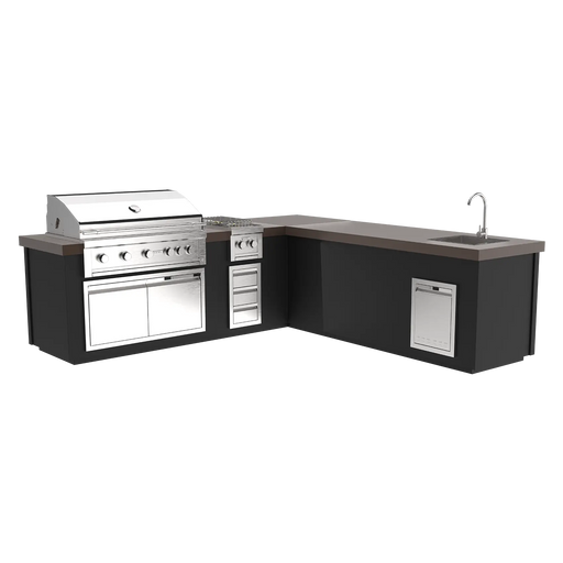 Videl 112" Maestro-L Complete BBQ Island — Powder Coated