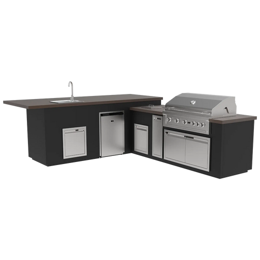 Videl 134" Maestro-L Complete BBQ Island — Powder Coated