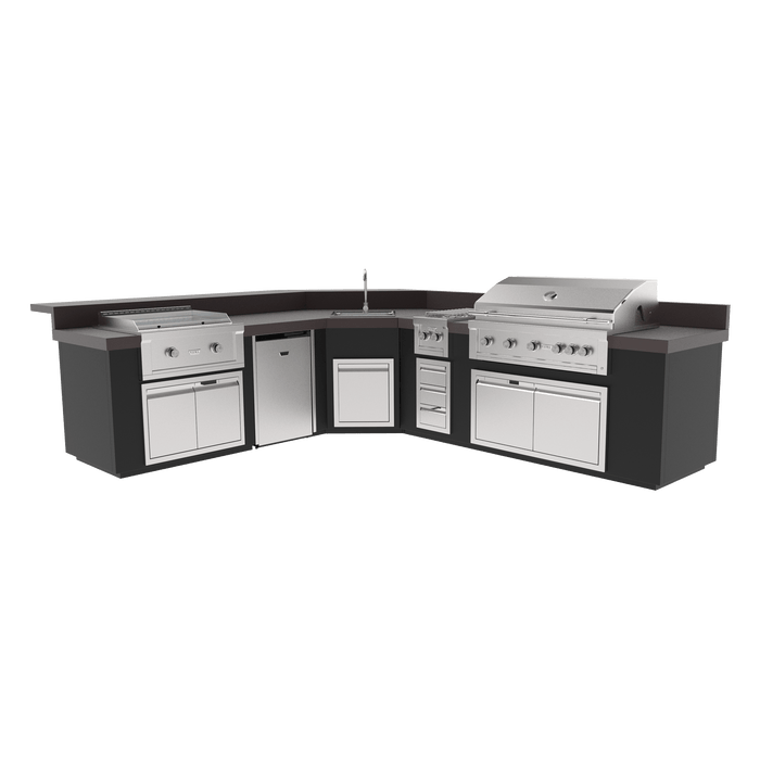 Videl 144" Maestro-L Complete BBQ Island — Powder Coated