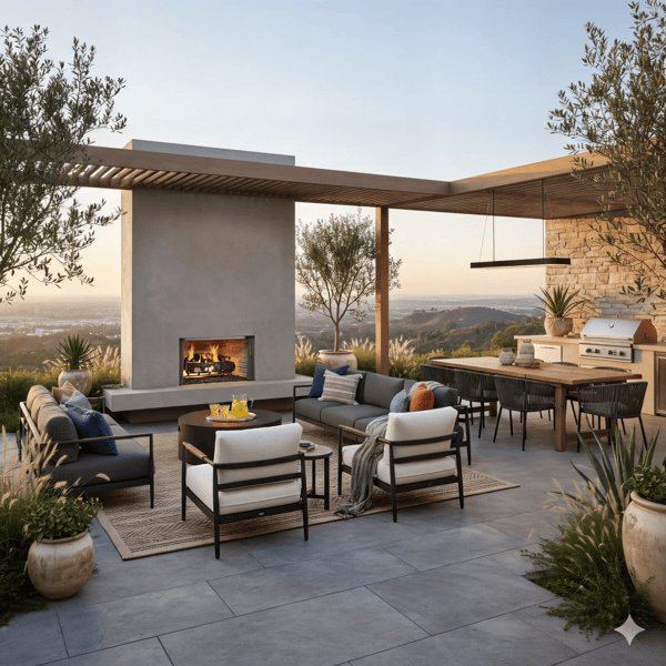 Majestic Villawood outdoor wood burning fireplace installed