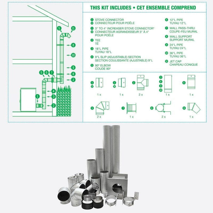 4" Vortex Pellet Vent Basement Kit