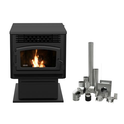 Drolet Eco-55 Pellet Stove With 3" Ground Floor Kit